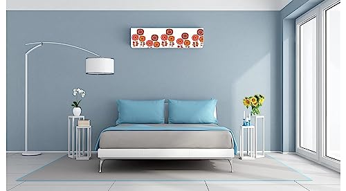 Image of DARSHANAM WORLD Beatiful Designer Ac Cover / / Cutest Printed Air Conditioning Dust Cover For Indoor & All Type AC Split Covers / / Colorfull Folding Designer Ac Cover (Orange Flower 1.5 Ton)