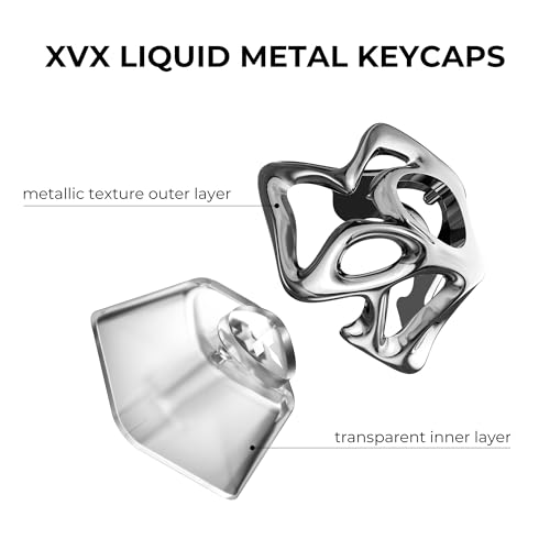 Image of XVX Custom Keycaps, Metal Liquid Transparent Key caps, 1U Keyboard Keycaps Replacement for Mechanical Keyboard