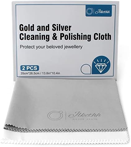 2 PCS Jewelry Cleaning and Polishing Cloth, 100% Pure Cotton Silver Polishing Cloth for Sterling Silver & Gold & Platinum Jewelry and Large Silverware, Reusable Soft Jewelry Cleaning Cloth