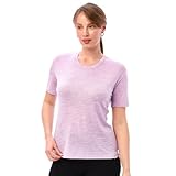 Merino.tech Camiseta Termica Lana Merino Mujer - Ropa Interior Base Layer 100% Lana Merino para Mujer (Small, Heather Lilac Crewneck)