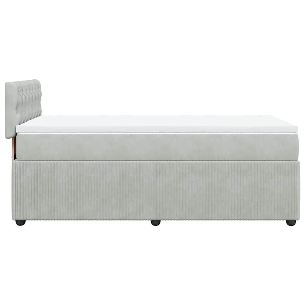vidaXL Boxspringbett, Einzelbett mit Matratze Matratzenauflage, Bettgestell mit Lattenrost Kopfteil, Polsterbett Bett für Schlafzimmer, Hellgrau 90x200cm Samt