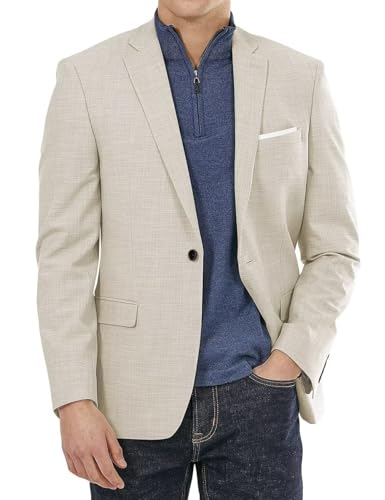 Wangyue Casual Blazer for Men Slim Fit Lightweight Jacket Casual Sport Coat One Button Suit Jacket for Wedding Business