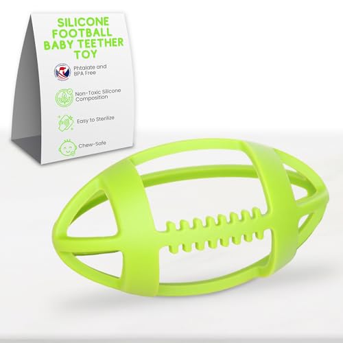Image of elbebe Silicone Football Baby Teether Toy - Teething Toys for Babies 0-6 Months, BPA-Free Baby Teething Toys, Chewable Baby Teethers 0-6 Months, Baby Chew Toys for Teething Baby Relief -Zesty Lime
