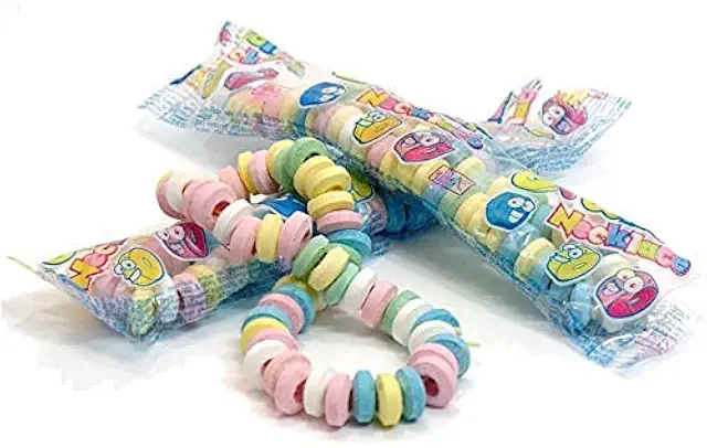 Bonbons durs aux fruits en collier - Lot de 20, emballés individuellement