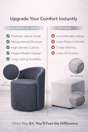 Image of Jaico Wood Seating mudda Puffy Stool Chair for Living Room, Dressing Table, Office, Home Decor, Ottoman pouffes, Sofa Type, and Large .Ottoman and Chair Combined into one (Grey)