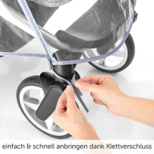 Zamboo Universal Regenschutz Buggy mit vollständiger Frontöffnung - Regenverdeck Kinderwagen & Sportwagen mit Fenster und Doppel Reißverschluss zum Öffnen - transparent, schadstofffrei