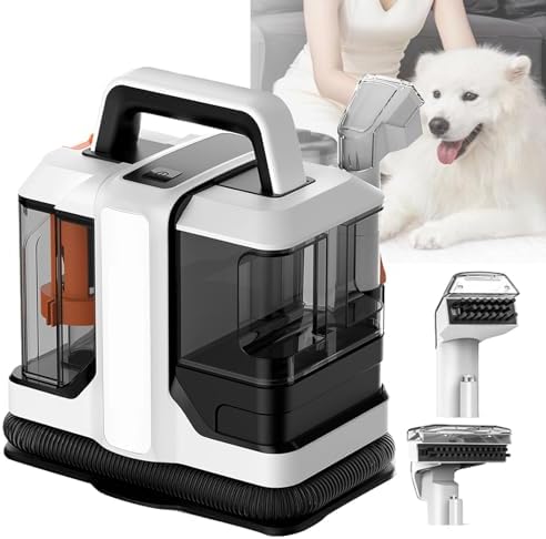 Portable Carpet Cleaner with Dual Brush Head, Efficient Stain Remover for Carpets, Stairs, Upholstery & Car Seats, 800ml Tank