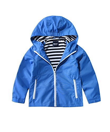 M2C Boys Hooded Windproof Jacket Water Resistant Light Windbreaker 4/5 Blue