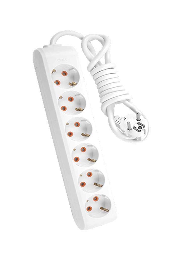 Viko Multi-Let Altılı Priz Topraklı Kablolu Çocuk Korumalı 3 Metre-Beyaz