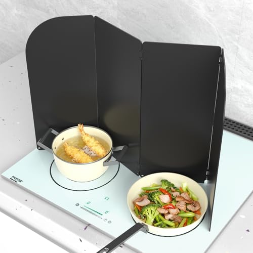 X XBEN レンジガード 油はね防止 油ガード IHとガス両用 4面タイプ 高さ38cm キッチンガード 防錆耐熱塗装 折りたたみ 油はねガード コンパクト 汚れ防止 揚げ物ガード 食洗機対応 キッチン用品 アウトドアでも活躍 ブラック