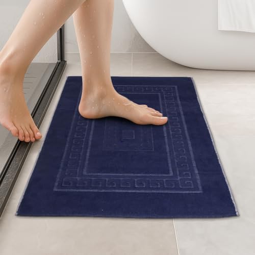 HomeLife Tappeto Bagno Assorbente 60X90 Made in Italy | Tappeto Doccia Assorbente Lavabile in Cotone| Tappetino Bagno Senza Antiscivolo | Tappeti Bagno Moderni di Qualità | Bagno Tappeto Blu Scuro
