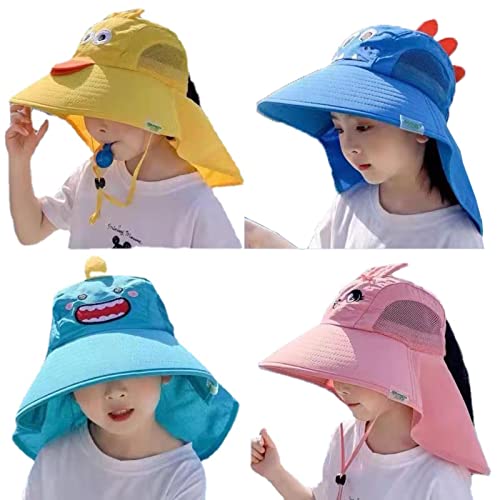 Gorro de niños para playa con ala ancha y protector de cuello contra el sol 2
