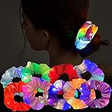 9 Pcs LED Light Hair Scrunchies Satin Elastic Bands Ties Ropes - 3 Colors Light Modes, Soft Cute Silk Scrunchy Hair Accessories for Women Girls Halloween Christmas Glow in The Dark Party Supplies