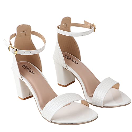 Image of Shoetopia Womens /Girls Woven Design Block Heels Sandals