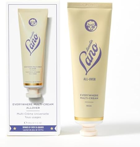 Lanolips Everywhere Cream - Ultra Hydrating Vitamin E & Lanolin Cream Body Lotion & Face Moisturizer for Dry, Cracked Skin - Safe Skin Care & Body Care for Children & Babies (85ml / 2.9oz)