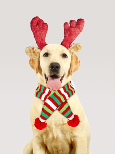 Disfraz para perros con diadema de árbol navideño rojo miniatura 7
