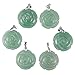 Nupuyai 2pcs Handmade Carved Flower Stone Pendant Necklace for Women, Reiki Crystal Rose Pendant with Chain, Green Aventurine