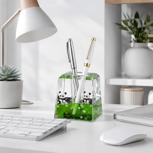 Image of Kawaii Panda Liquid Motion Paperweight with Floating Glitter, Unsinkable Fluid Sensory Desk Toy, Decorative Stress Relief Accessory for Office, Home, Study Table, Kids & Adults