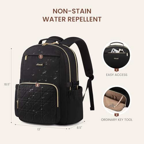 LOVEVOOK Laptop Backpack for Women with Pouch Pocket for Large Capacity Cup,17 Inch Teacher Nurse College Work Backpack Purse,Waterproof Laptop Bag Computer Back Pack for Travel,Black+Wicker pattern by LOVEVOOK - Image 4