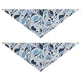 qenuh Dog Bandana, 2 Pieces Adjustable Pet Scarf Triangle Bandana for Small Medium Large Dogs Blue Hand Drawn Pattern