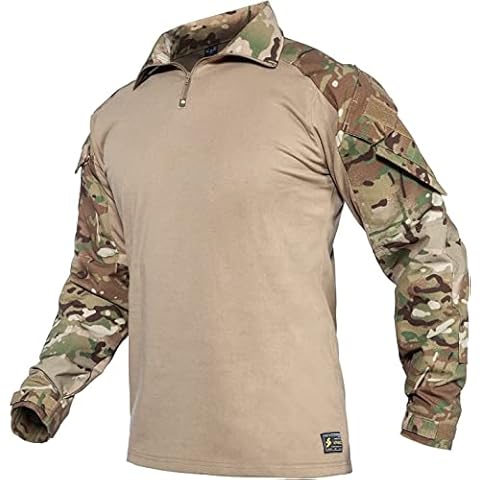 YEVHEV Tactical Shirt Men's G3 Shirt with Elbow Pads US Army Caumpflage Long Sleeve Combat for Outdoor Activities Cover