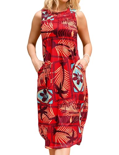 Image of MAKABO Women's Summer Dresses, 2025 Sleeveless Round Neck Casual Fashion Beach Tank Sundress with Pockets