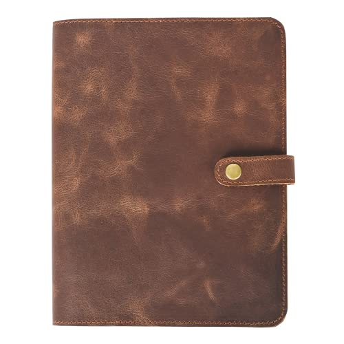 Elizo A5 Leather Notebook Cover - A5 Leather Journal Cover - Planner Cover - Leather Spiral Notebook Cover - Large Refillable Leather Book Cover - Leather Bible Cover - Fits 6 x 8.5 A5 Notebooks