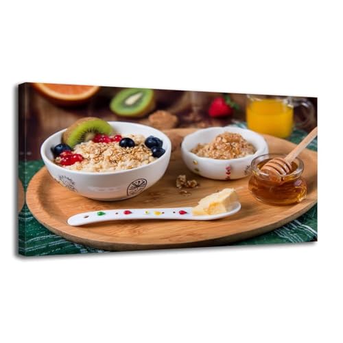 Large Wall Art Prints 20"x40" fresh berries yogurt homemade granola