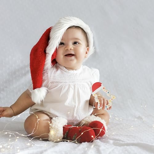 Image of Jimibaby Christmas Teether - Teething Toy for Baby Boys & Girls, Ideal Stocking Stuffer, Comes with Gift Package (Christmas Hat)