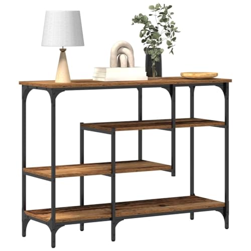 vidaXL Table Console avec étagère Bois Ancien 100 x 35 x 75 cm, Table Console Rectangulaire Moderne, Solution de Rangement, pour Salon, Entrée, Hall, Design Compact et Urbain