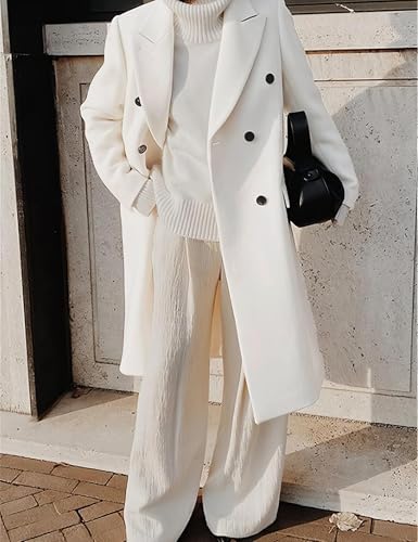 Kinghua Wool Coats for Women Fall Winter Dress Pea Coat Double Breasted Jackets Long Trench Coat Peacoat2