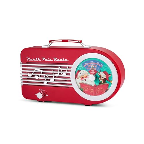 Mr. Christmas Vintage North Pole Radio Holiday Jukebox Christmas Decoration Music Box,...