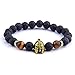 Pulsera De Piedra De Lava, Café Hematite Beads Romano Guerrero Espartano Knight Gladiator Casco Dorado Pulseras, Hilo Elástico Brazalete Pulsera Unisex Joyas Festival Par Don Amistad