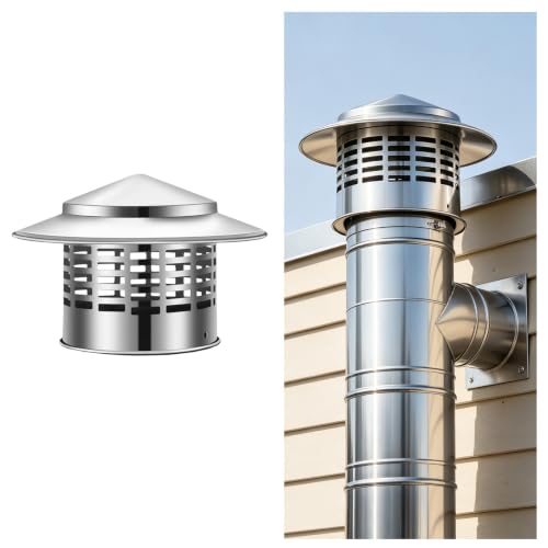 Chapeau de cheminée inox 250mm couvercle toit avec grille - 2