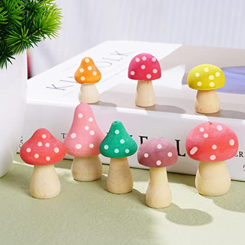 Yookat 24 Pieces Unfinished Wooden Mushroom Mini Wood Mushrooms Natural Wooden Mushrooms Unpainted Wood Mushrooms For Arts And Crafts Projects #TOP5