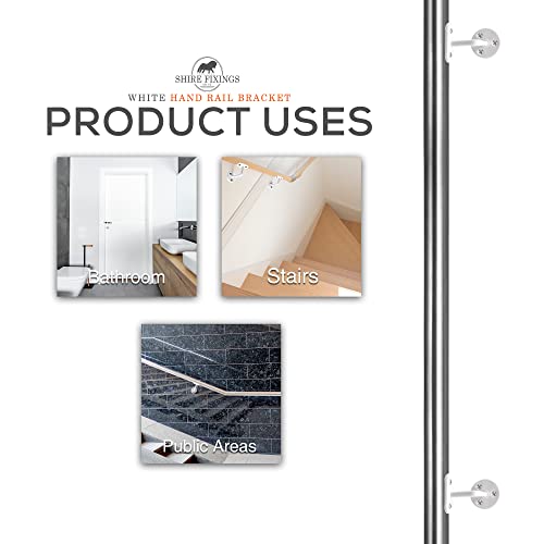 Pack of 4 Handrail Brackets for Stairs White Banister Rail Brackets - Image 4
