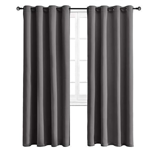 WONTEX Blackout Curtains Thermal Insulated with Grommet Room Darkening Curtains for Bedroom, 52 x 84 inch, Grey, 2 Panels