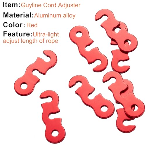 Image of SATINIOR 20 Pieces Guyline Tensioner Aluminum Alloy Tent Cord Paracord Tensioner Guy Line Rope Adjusters Cord Tighteners for Outdoor Tent Camping Hiking Accessories