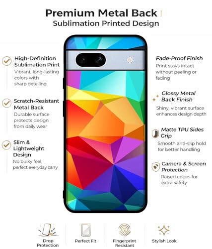 Image of Colorful Pattern Design Premium 2D Printed Metal Back Case Cover for Google Pixel 7A 5G