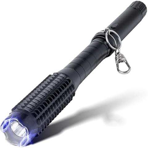 PAIN SAFARI XL Tactical Flashlight Stun Gun | Ultra-Bright LED Torch with 10,000V Stun | 3-in-1 Personal Defense Tool | Built-in Safety | Aircraft-Grade Aluminum Club Head | Rechargeable Flashlights Cover