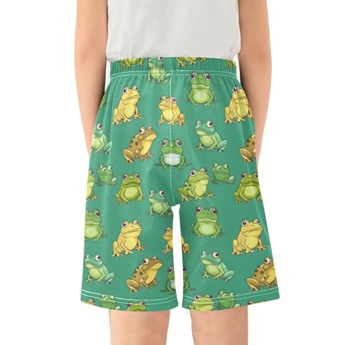 Cartoon Frogs Sleep Shorts Summer Pajama Shorts Elastic Waist Sleep Bottoms with Pockets 6-14 Years2