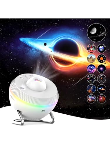 Astro Dreamer 4K HD Galaxy Projector Sky Star Projector Luz Nocturna - 13 Discos Galaxy con efecto proyector estrellado - Blanco