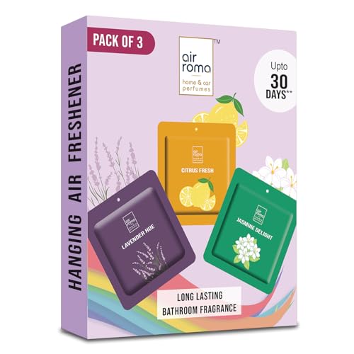 Image of AIR ROMA Pocket Bathroom Air Freshener 10gx3, Lavender, Citrus, Jasmine, Lasts up to 30 days, Germ Protection for for Bathroom, Toilet, Home & Office