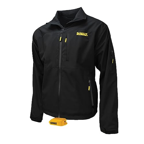 DEWALT Men's Standard Heated Structured Soft Shell Jacket with Battery Black Size M