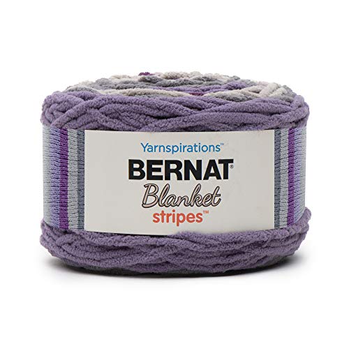 Bernat Blanket Stripes Yarn, 10.5 oz, Gauge 6 Super Bulky Chunky, Eggplant