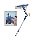 Kit de limpieza de ventanas, escobilla 3 en 1 con mango largo, cepillo profesional para lavar cristales de ducha para una limpieza eficaz de ventanas en interiores y exteriores