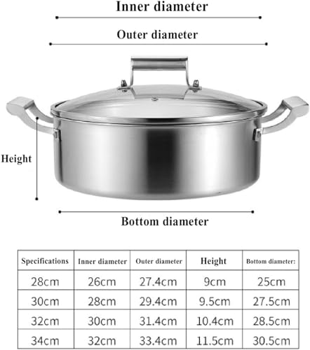 Cooking Pot hot pot pan Pot Stainless Steel - Heatproof Handle Clear Soup Pot Versatile for Home and Restaurant Use Induction Cooktop Cookware Multi Cooker 30cm - Image 3