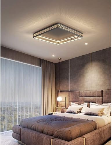 Plafonnier LED dimmable rond en métal noir avec télécommande pour salon - 5