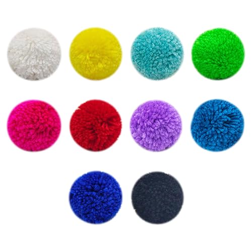 Extra große Garn-Pompons, flauschige Bastelbälle, Acrylgarn-Bälle, große Beanie-Pom-Poms, bunte Pompons, flauschige Mütze, mehrfarbig, 10 Stück
