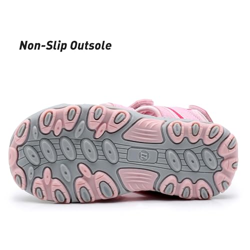 Image of Ahannie Toddler Sandals for Boys Girls Kids Closed Toe Outdoor Summer Shoes | Dual Hook-and-Loop, Adjustable Fit, Protective Wide Toe, Flexible Non-Slip Sole